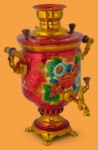 Самовар электрический Маки и ромашки на красном банка (7л)