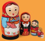 Матрёшка Девочка со свинкой (большая, 5 мест)