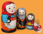 Матрёшка Девочка с петушком (большая, 5 мест)