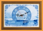 Часы настенные с панорамным видом Корабль Гжель (20*30 см)