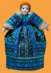 Кукла на чайник для самовара Сударыня синий узор (фарфор)