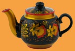 Чайник заварочный керамика Хохлома Цветочный (300 мл)