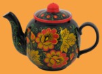 Чайник заварочный керамика Хохлома Цветочный (800 мл)