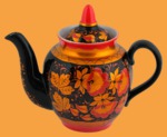 Чайник заварочный керамика Хохлома Цветочный (большой, 1000 мл)