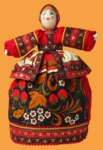 Кукла на чайник для самовара Крестьянка хохлома (дерево)