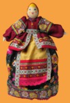 Кукла на чайник для самовара Крестьянка бордовая (дерево)