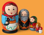 Матрёшка Девочка с петухом (малая, 5 мест)