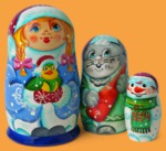 Матрёшка Снегурочка с птичкой (3 места)