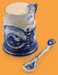 Подстаканник Юбилейный Домик (позолоченный, в наборе)