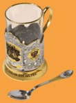 Подстаканник Слава защитникам отечества (никель-золото, в наборе, лазерная гравировка)