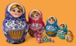 Матрёшка Настасья с гармошкой (синяя, 10 мест)