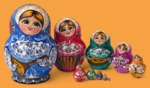 Матрёшка Настасья с балалайкой (синяя, 10 мест)