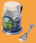 Подстаканник Лето (позолоченный, в наборе)