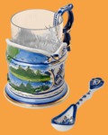 Подстаканник Гжель Каприз Лес (ажур, позолочённый, в наборе)