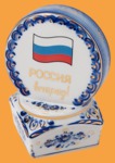 Сувенир Гжель Шайба позолоченный