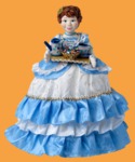 Кукла на чайник для самовара Агафья (голубая, фарфор)