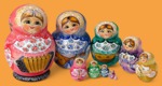 Матрёшка Настасья с гармошкой (красная, 10 мест)