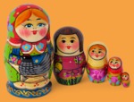 Матрёшка Девушка с курицей (малая, 5 мест)