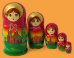 Матрёшка Летний собор (красный платок, большая, 5 мест)