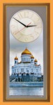 Часы с панорамным видом Храм Христа Спасителя вертикальные (30*70 см)